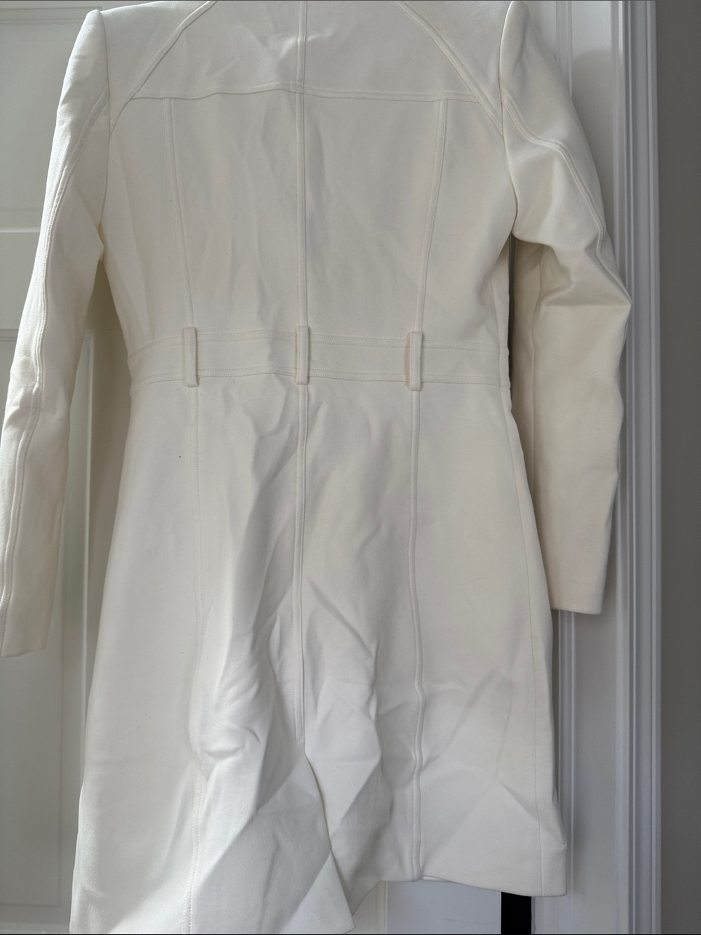 Balmain Cream Military-Style Long Trench Coat dress with Gold Buttons - Picture 3 of 6